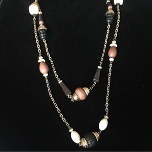 Vintage Beaded Gold Tone Chain Necklace